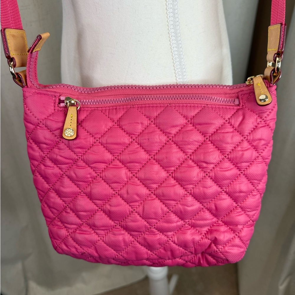 MZ Wallace Zinnia Pink Quilted Metro Scout Deluxe Crossbody Bag Gold Hardware - Picture 3 of 13